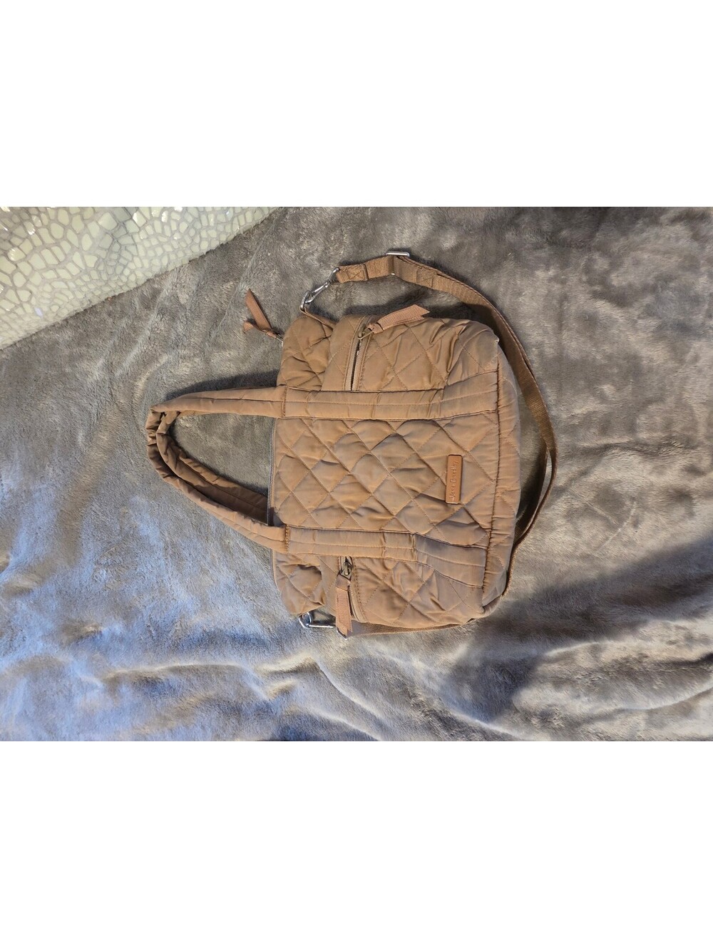 Vera Bradley Quilted Tan Shoulder Bag with Adjustable Strap